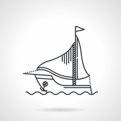 Black line vector icon for sailing yacht