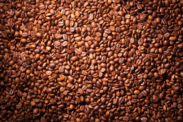 Texture coffee beans closeup