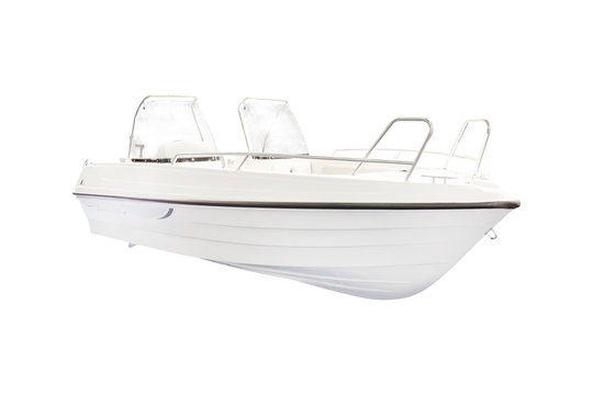 The image of a motor boat under the white background