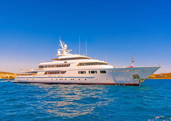 Fototapeta na wymiar Big beautiful yacht at Saronikos gulf near Athens Greece