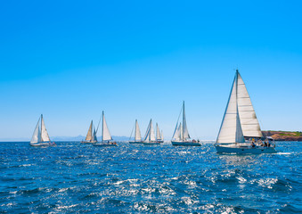 Fototapeta premium sailing boats during a regatta in Saronikos gulf in Greece
