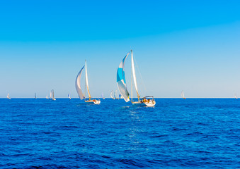 sailing boats during a regatta in Saronikos gulf in Greece