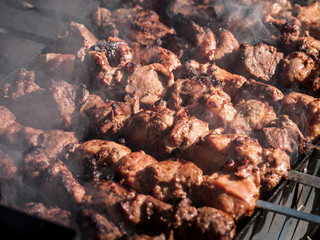grilled meat skewers vegetables barbecue