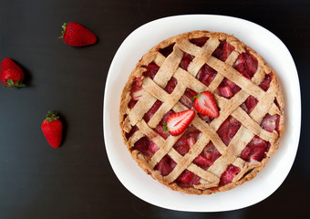 Homemade strawberry and rhubarb pie
