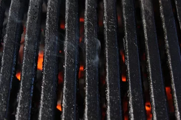 Photo sur Plexiglas Grill / Barbecue Close up BBQ grill with smoke