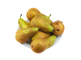 Small group of conference pears on a white background