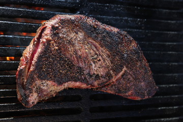Tri-tip steak on grill