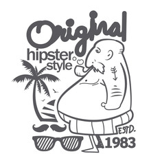 T-shirt design hipster style and old man.