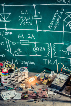 Electronics workshop in school lab