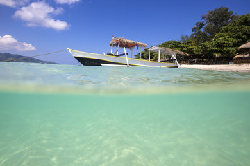 Long Tail Boat on Tropical Beach