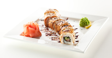 Salmon and Smoked Eel Maki Sushi