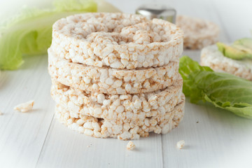 a stack of plain rice cakes