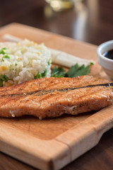 Grilled salmon with rice