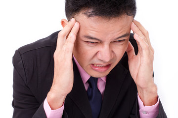 businessman suffers from sickness, severe headache