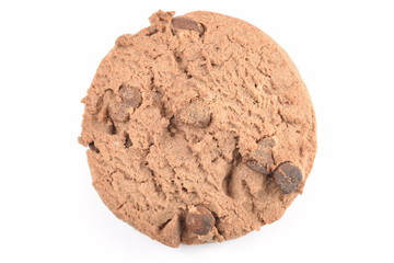 Cookies with chocolate chips isolated on white.