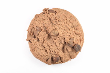 Cookies with chocolate chips isolated on white.