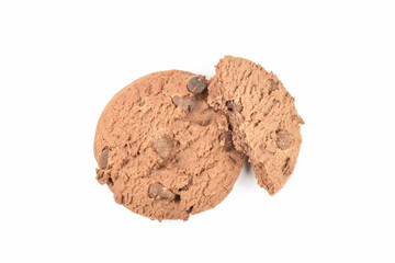 Cookies with chocolate chips isolated on white.