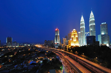 Fototapeta na wymiar Kuala Lumpur Cityscape Night Scenery, Malaysia
