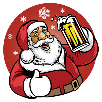 santa claus enjoy a glass of beer