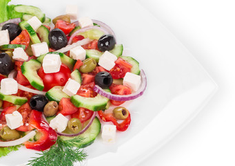 Greek salad in plate.