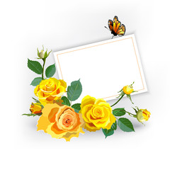 Floral Background With Yellow Roses