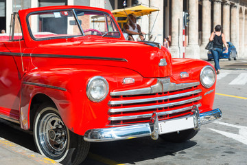 Beautiful vintage car on a street in downtown Havana