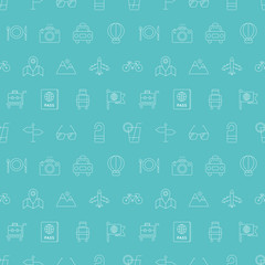 Travel line icon pattern set