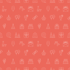 Birthday line icon pattern set