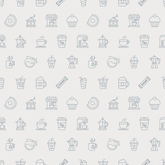 Coffee line icon pattern set