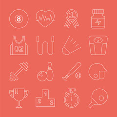 Sport line icon set