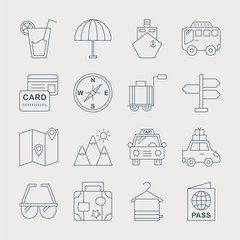 Travel line icon set