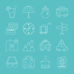 Travel line icon set