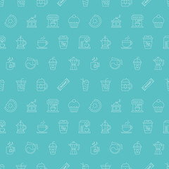 Coffee line icon pattern set