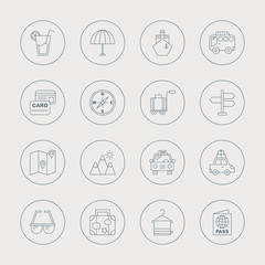 Travel line icon set