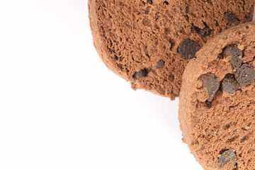 Cookies with chocolate chips isolated on white.