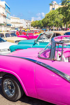 Colorful group of old cars in Havana