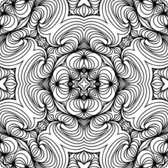 Vector seamless wave background of doodle drawn lines