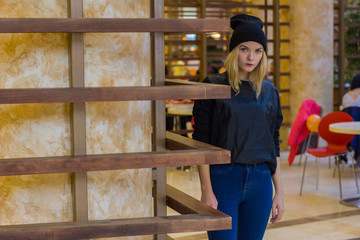 portrait of stylish young girl in the Mall