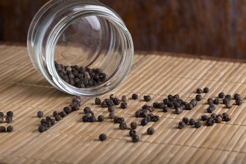 Black pepper in the inverted jar