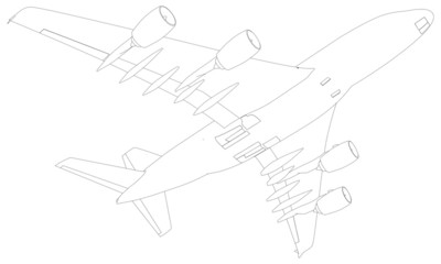 Sketch of airplane. Bottom view. Vector Illustration