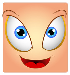 Happy Box Smiley Female Cartoon Face Expression