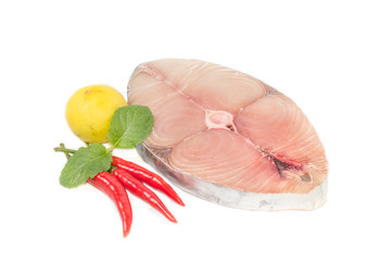 Fillet of Spanish Mackerel Slide isolated on white background,Sc