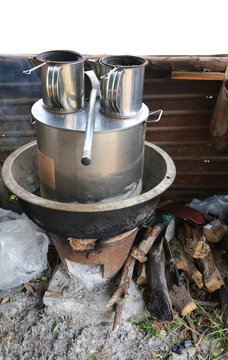 Thai boiled water pot on stove