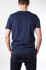 Dark blue t-shirt template ready for your graphic design.