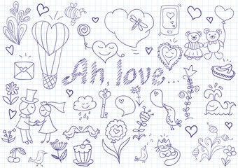 Vector set of romantic symbols