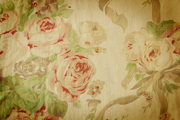 Rose Fabric background, Fragment of colorful retro tapestry text
