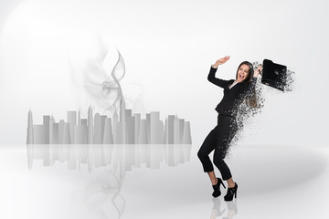 Image of businesswoman flying