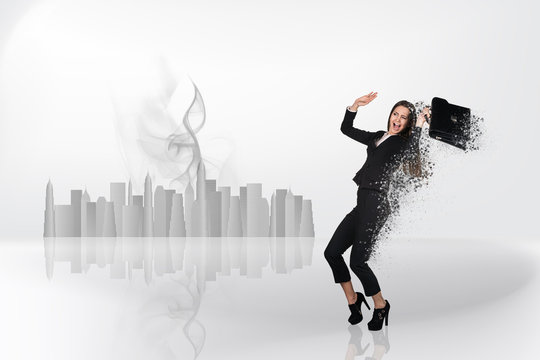 Image of businesswoman flying