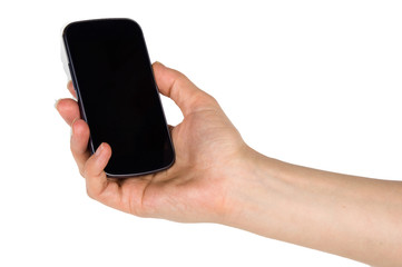 hand holding a mobile phone