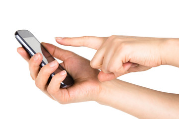 finger points to the phone